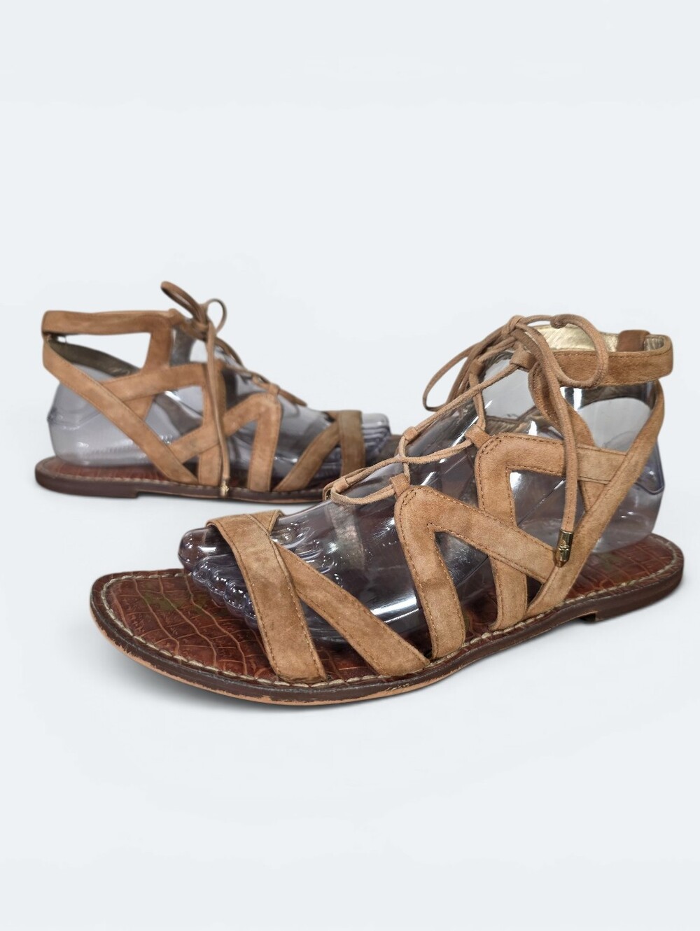 Sam Edelman Gemma Suede Lace Up Gladiator Sandals Tan Size 8